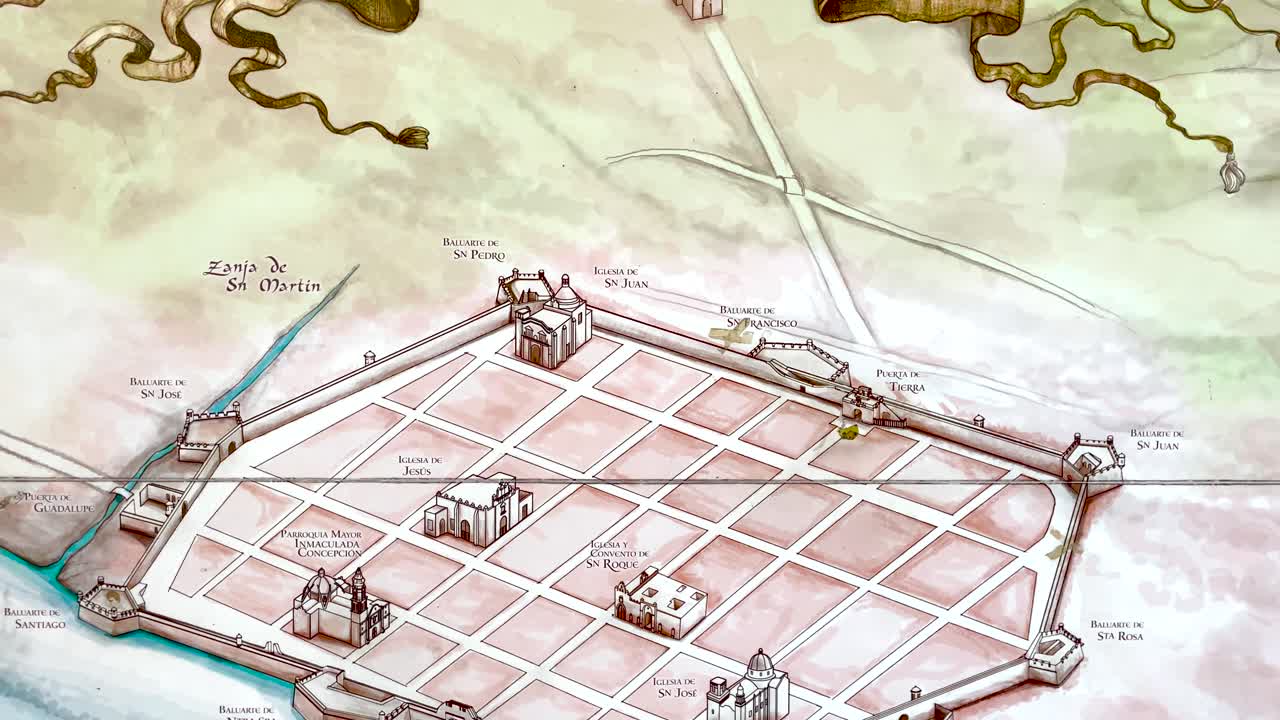 toma del mapa principal de la ciudad amurallada de campeche