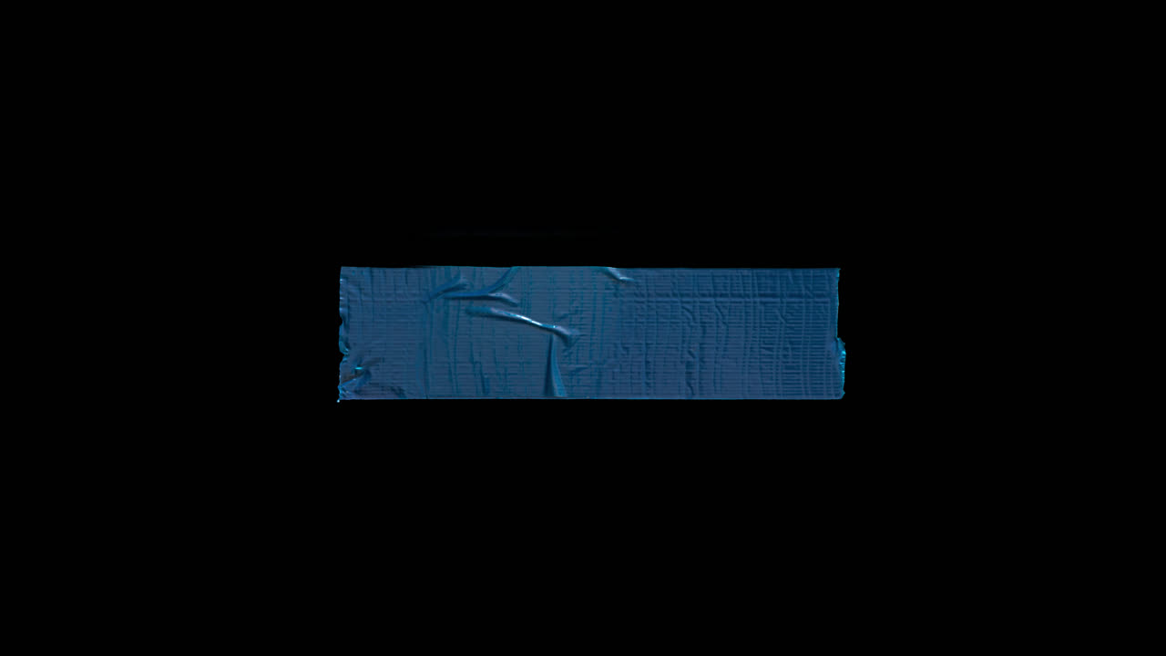 Blue Duct Tape Strip Isolated on Black Background