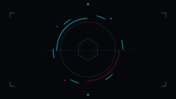 Futuristic Digital HUD Interface with Rotating Circular Elements