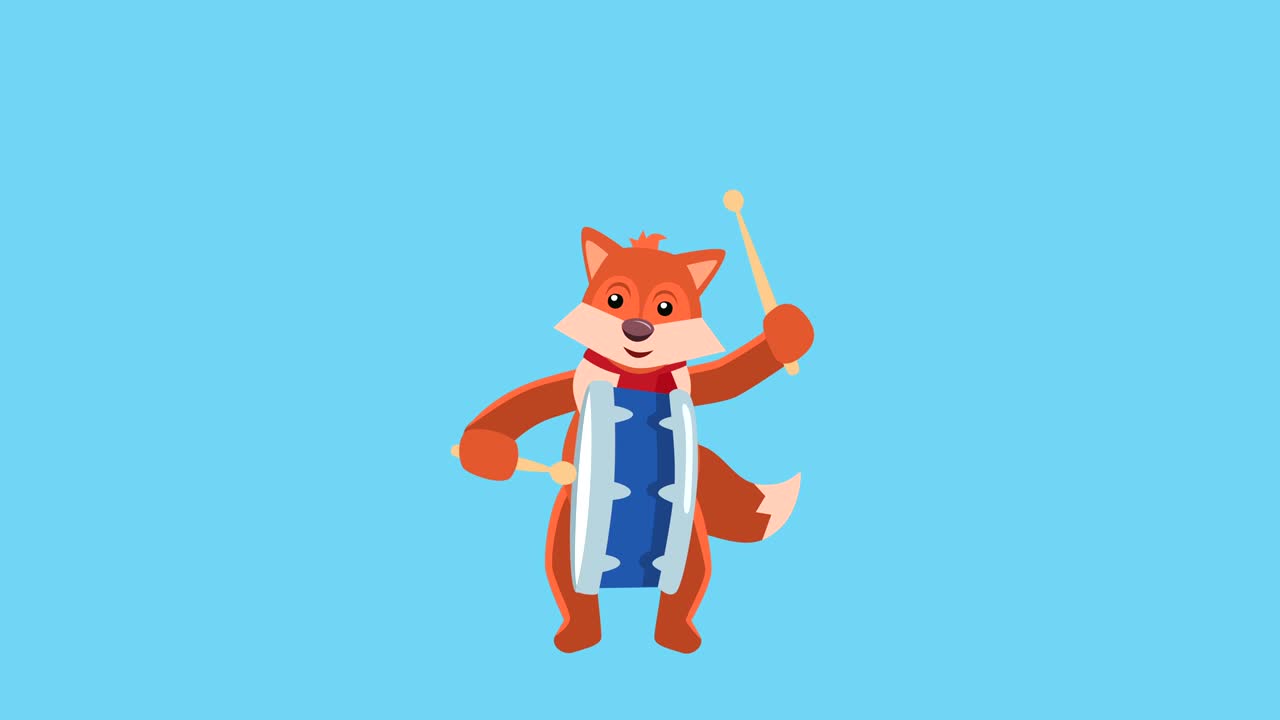 dibujos animados little fox flat navidad personaje música batería animación incluye mate
