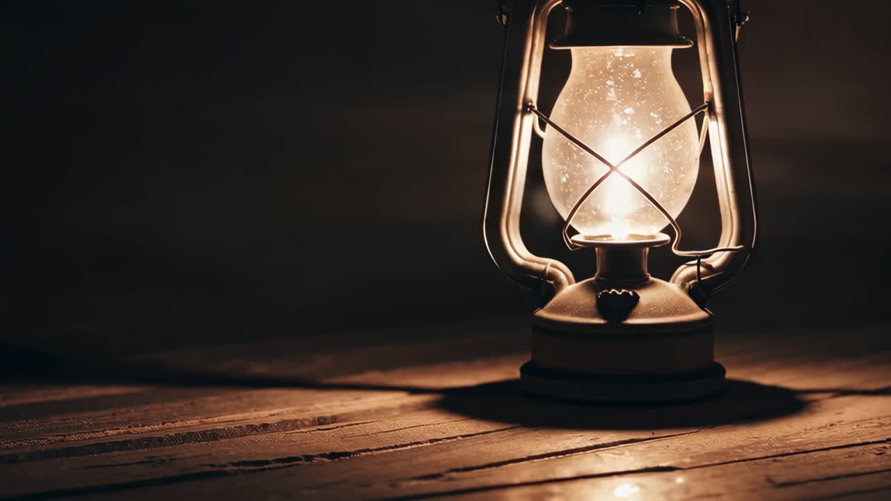 Vintage Lantern on a Wooden Table