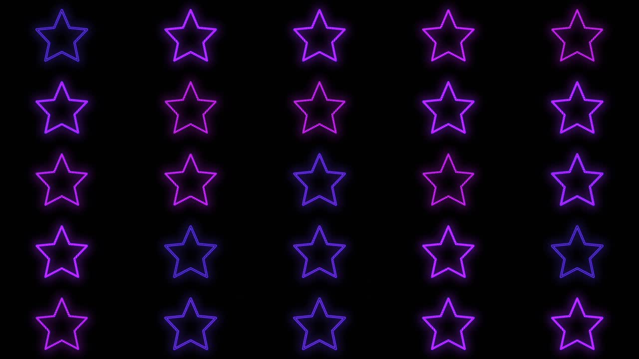 patrón de estrellas de neón pulsantes con luz led en estilo casino.