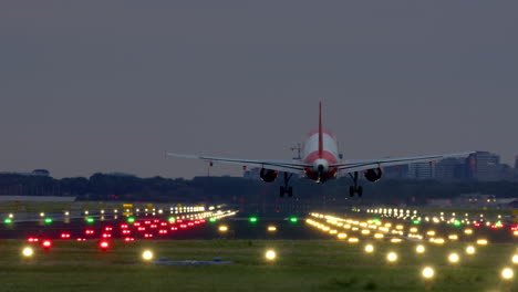 airplane landing at night