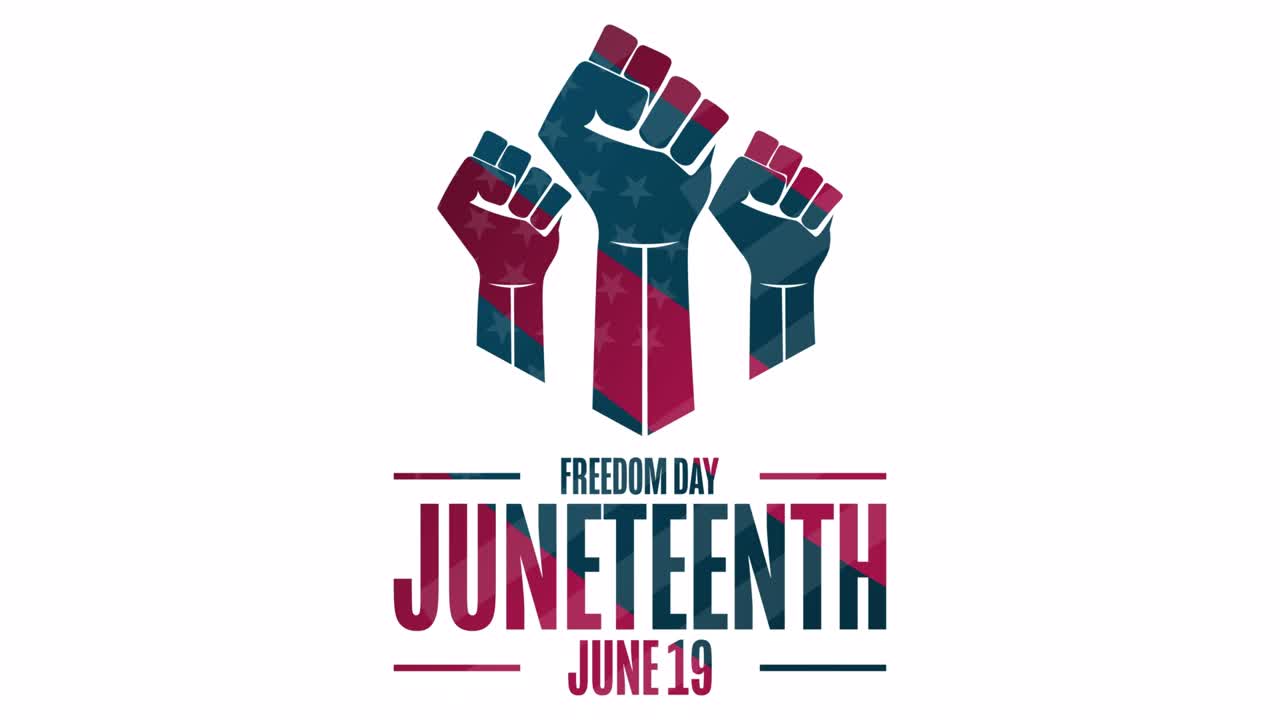 juneteenth. día de la libertad. junio 19. animación de vacaciones planas. diseño gráfico de movimiento. imágenes de bucle 4k, hd.
