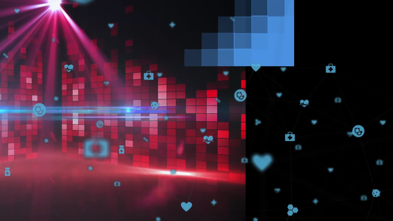 모양 위의 의료 아이콘의 애니메이션