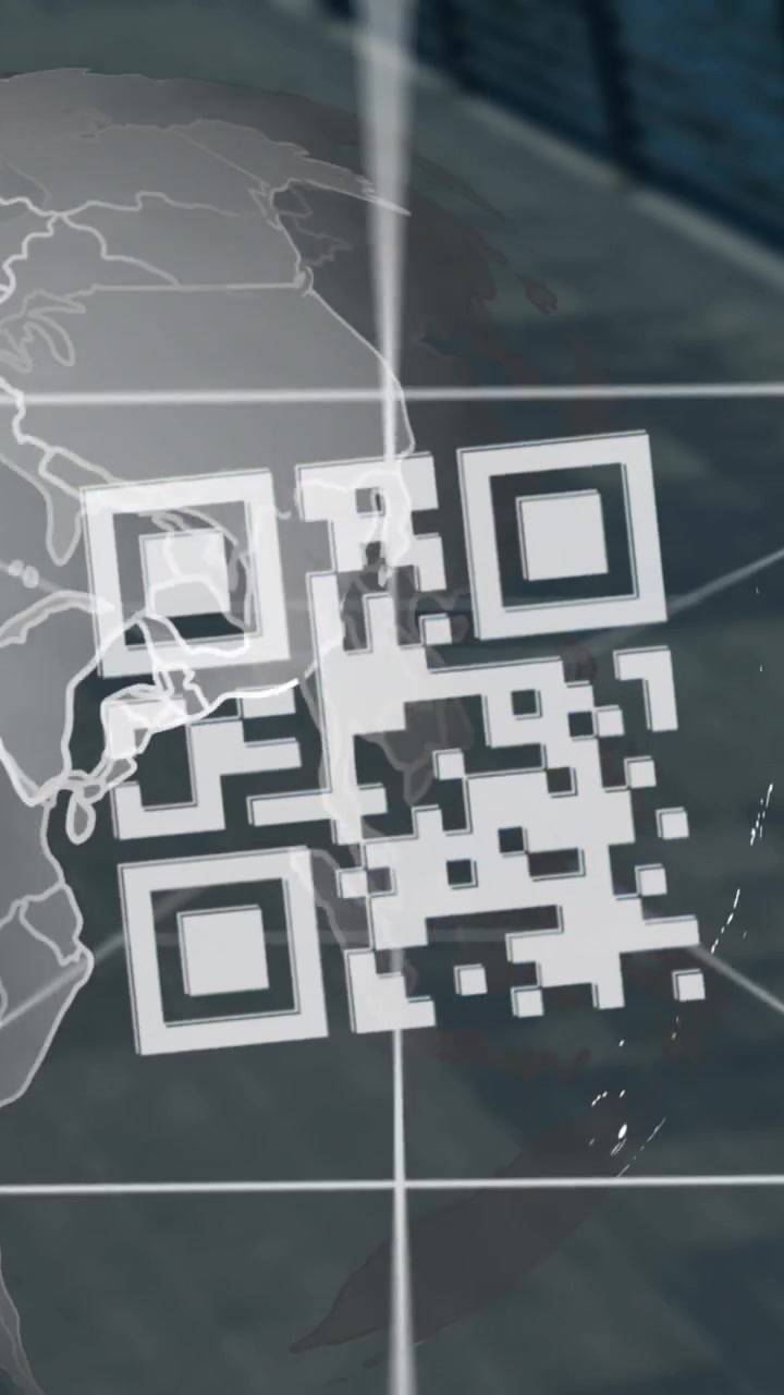 Animation of qr code and bridge over globe