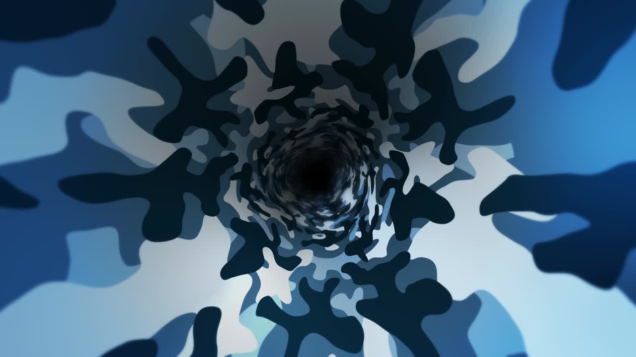 fondo de patrón de camuflaje azul. concepto de uniforme militar. línea abstracta y textura de onda. animación de bucle.