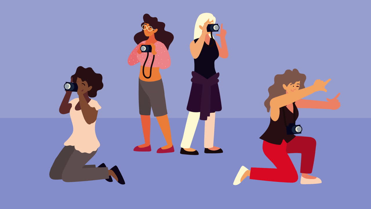 cuatro fotógrafos mujeres personajes de animación