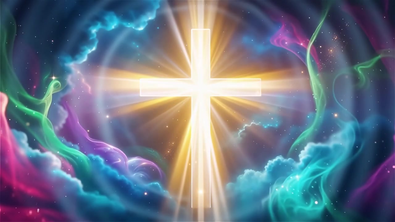 Christian Cross Heavenly Light Worship Background