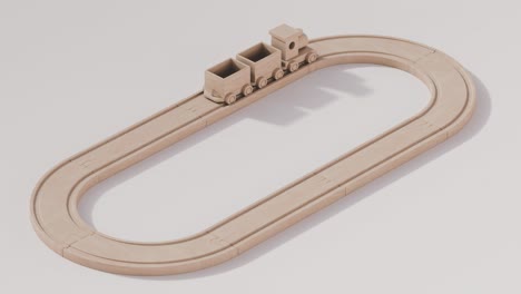 wooden toy train on oval track