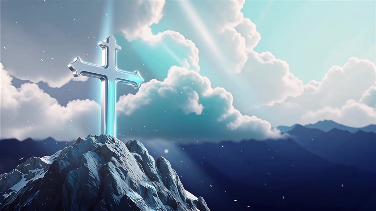 Christian Cross Heavenly Light Worship Background