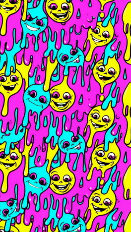 vibrant cartoon dripping faces pattern