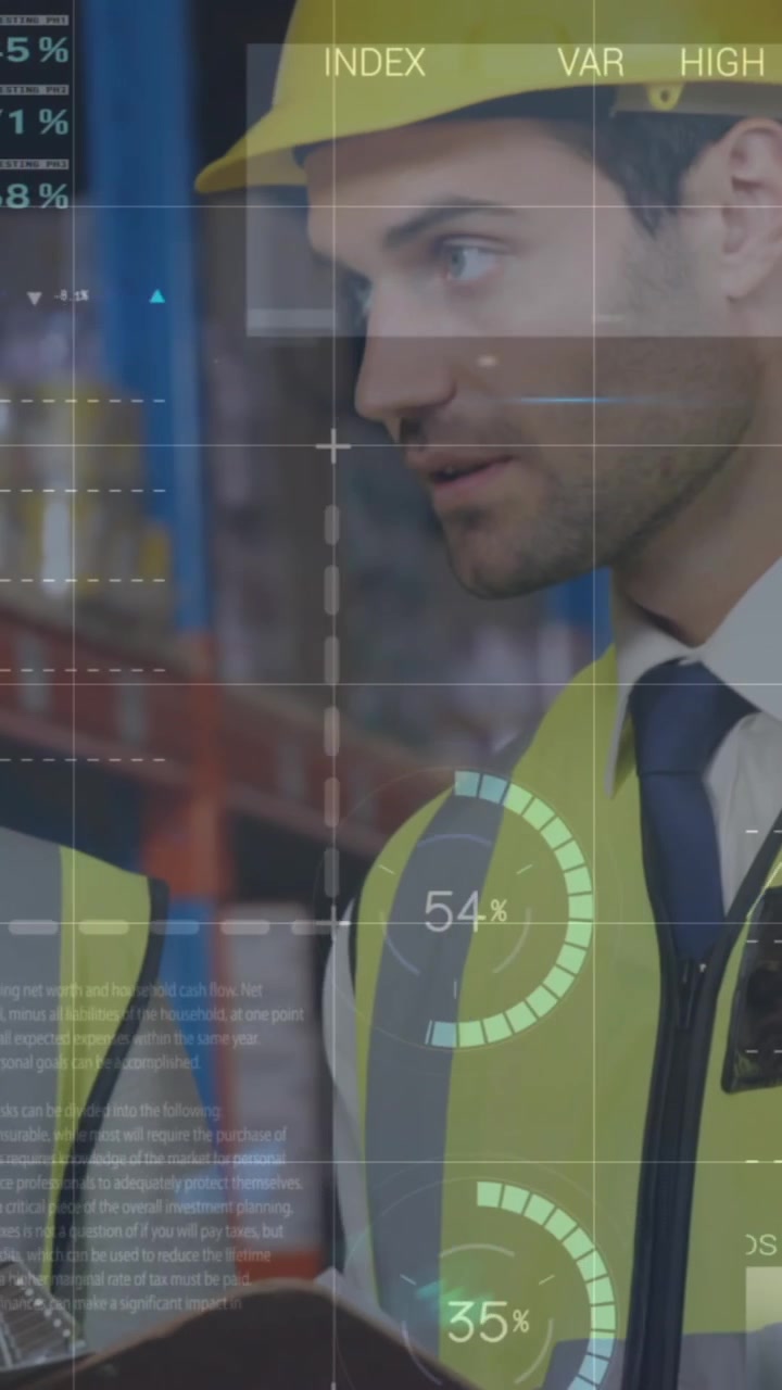 Animazione dell'elaborazione dati su diversi magazzinieri e magazziniere