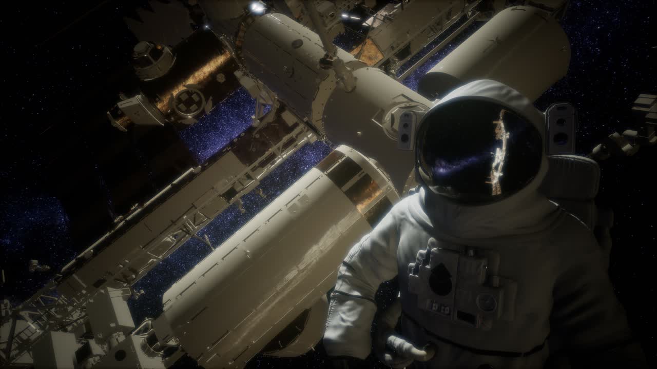 Astronauta all'esterno della Stazione Spaziale Internazionale durante una passeggiata spaziale
