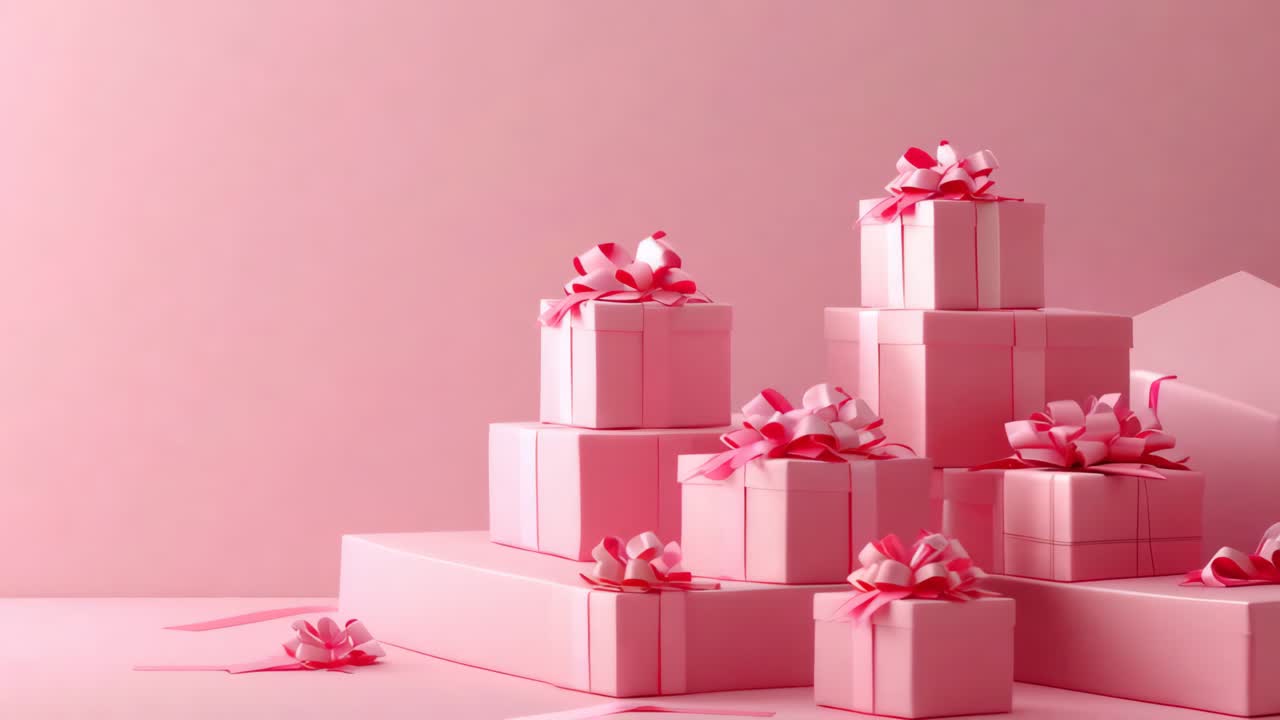 Scatole regalo rosa impilate