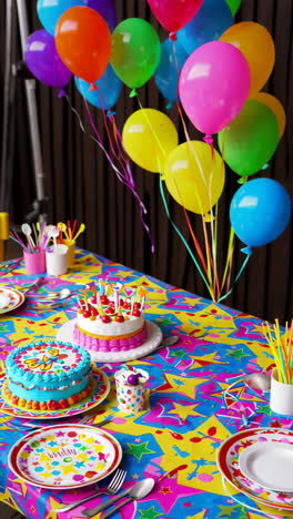 colorful birthday party table