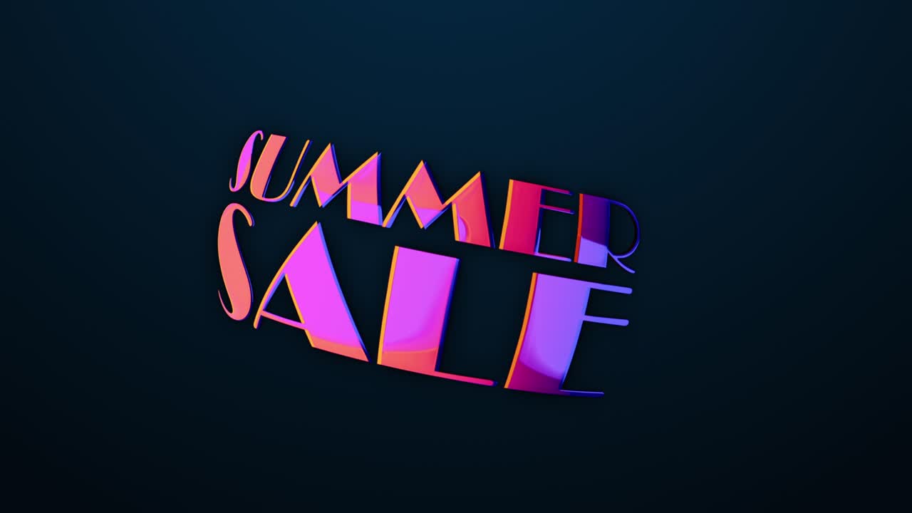 efecto de glitch de bucle colorido palabra de venta de verano título - ilustración 3d de palabra aislada venta de verano rotación de bucle animación para ventas promover concepto publicitario