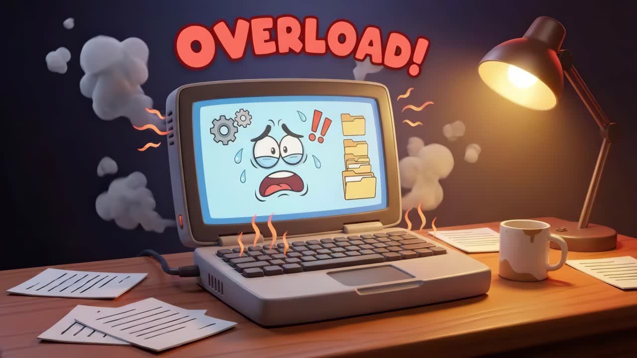 Cartoon Laptop Overload