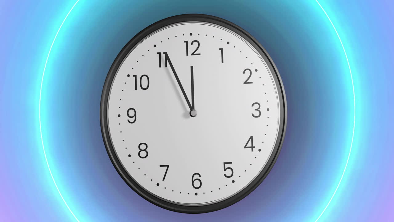 анимация тиканья часов над розовыми кругами на заднем плане