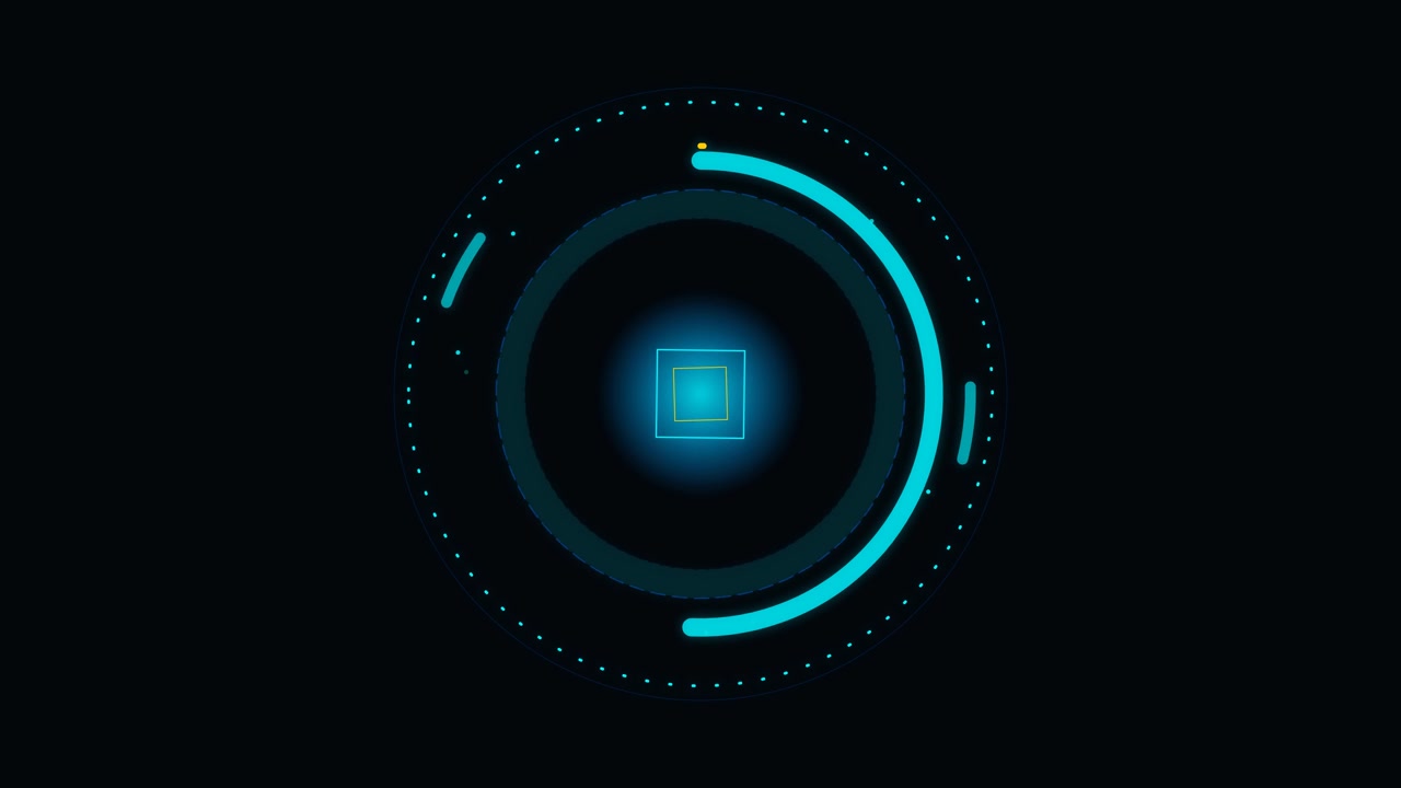 Futuristic Digital HUD Interface with Rotating Circular Elements