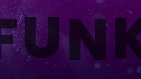 funk text over purple starry animation background