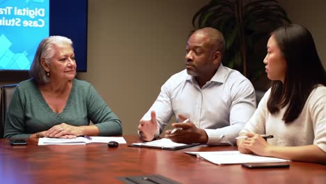 collaborative discussion in a modern office setting: engaging insights during a digital transformation case study review with diverse perspectives