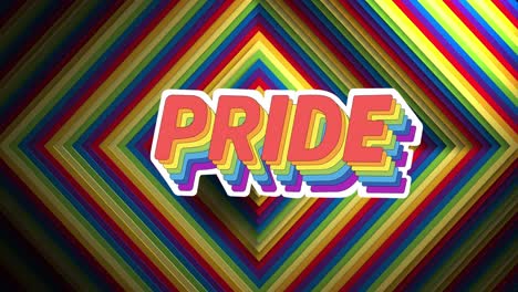 animación del texto de orgullo sobre la forma del arco iris