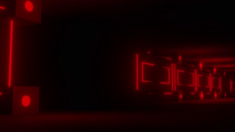 red neon tunnel 3d rendering