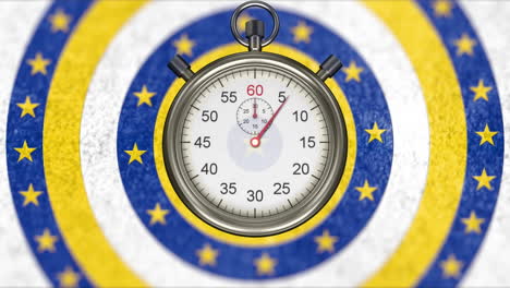 stopwatch against stars on moving blue circles