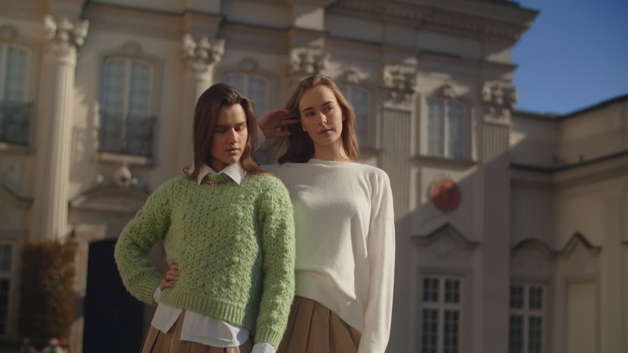 Two Women in Front of a Palace