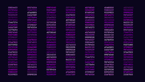 digital colorful numbers in rows pattern on black gradient