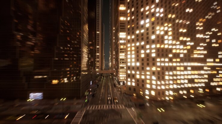 Bellissima vista aerea in hyperlapse con drone di una moderna città urbana
