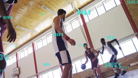 animation of digital data processing over diverse basketball players