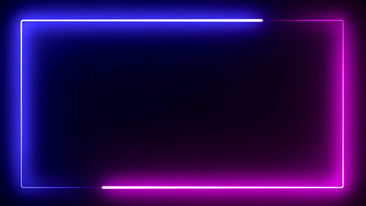 animación de luz. neon rosa y púrpura, marco parpadeante y brillante, sobre un fondo negro