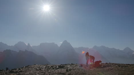 hikers on a mountain summit