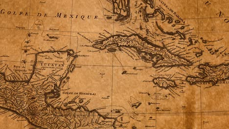 antique old map of gulf of mexico and caribbean islands