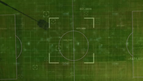 animation of data processing and frames over sports stadium