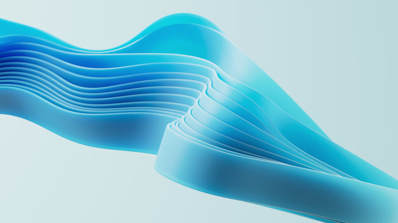 흐르는 그라디언트 파란 곡선 리본 배경, 3d 렌더링