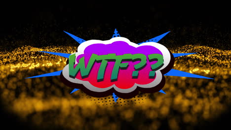 animación de texto wtf sobre puntos naranjas en fondo negro