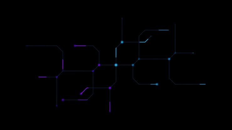 Abstract Digital Network Connection Lines on Black Background
