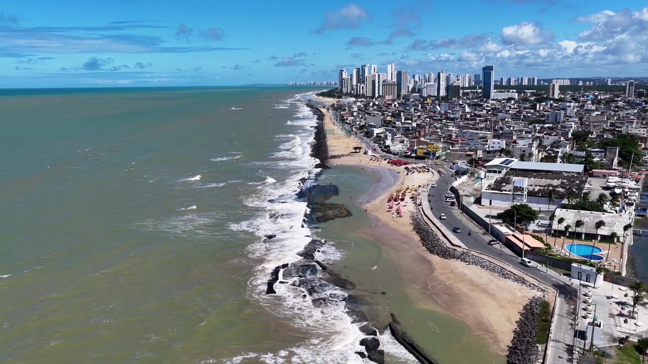 Horizonte de Recife en Recife, Pernambuco, Brasil. Hermoso horizonte. Paisaje de playa. Edificios de gran altura. Horizonte de Recife en Pernambuco, Brasil, noreste. Fondo natural.
