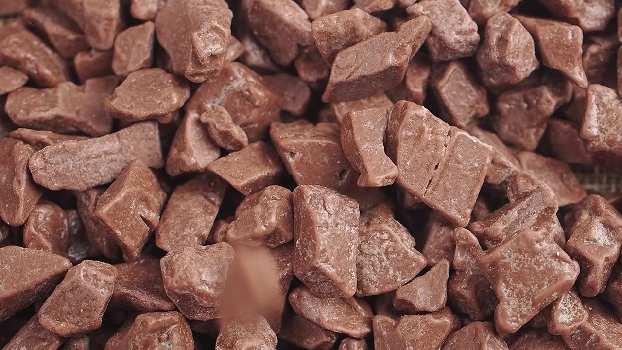 Delicious Chocolate Candy Pieces Falling in a Pile