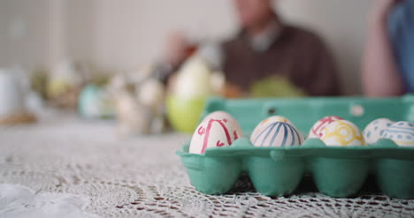 happy easter senior man and woma eating easter holiday breakfast 3