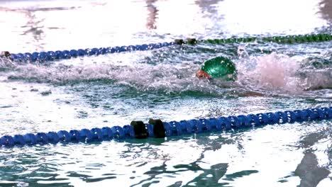 nadador en forma haciendo el golpe de mariposa en la piscina