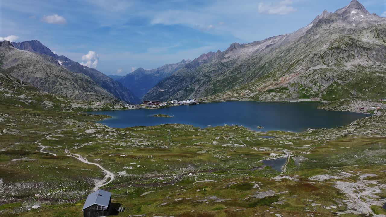 Stunning Aerial View of an Alpine Lake in the Mountains