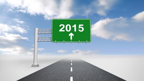 señal de la carretera de 2015 contra el cielo azul