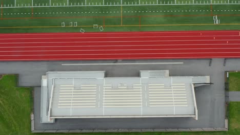 descending aerial of football, soccer field