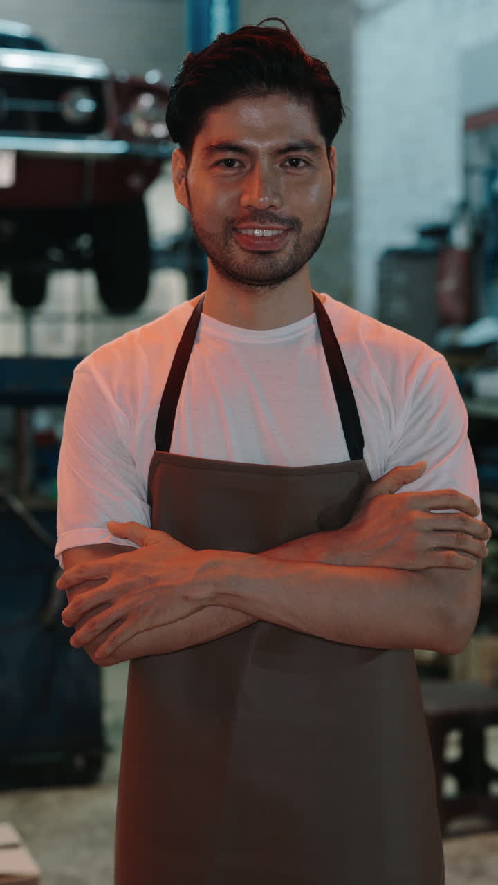 Portrait of a Mechanic in a Garage