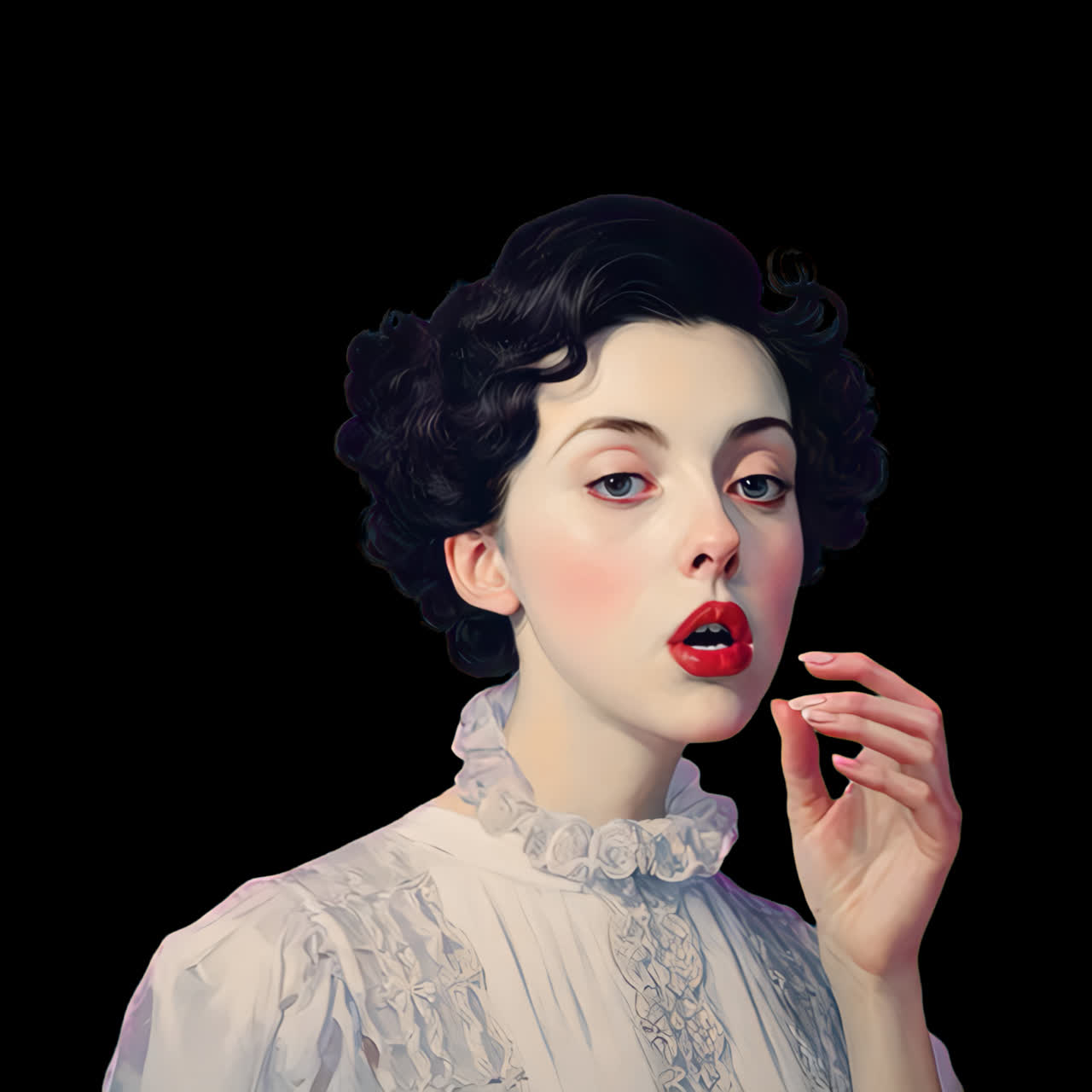 Vintage elegance with striking portrait animation isolated asset, transparent 4K video, alpha