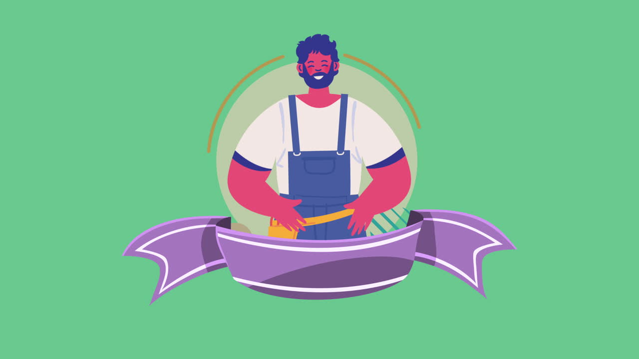 기계 노동자 전문 캐릭터 애니메이션